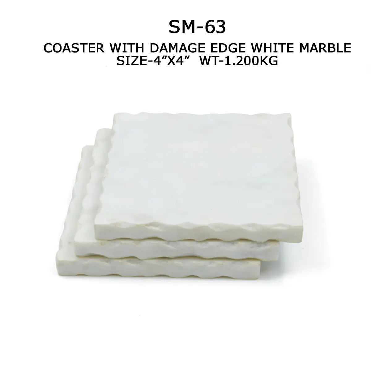 COASTER WITH DAMMAGE EDGE WHITE MARBLE